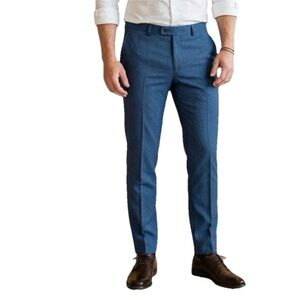 Ted Baker London Men’s Slim Fit Suit Pants Blue Textured Wool Blend Size 36L